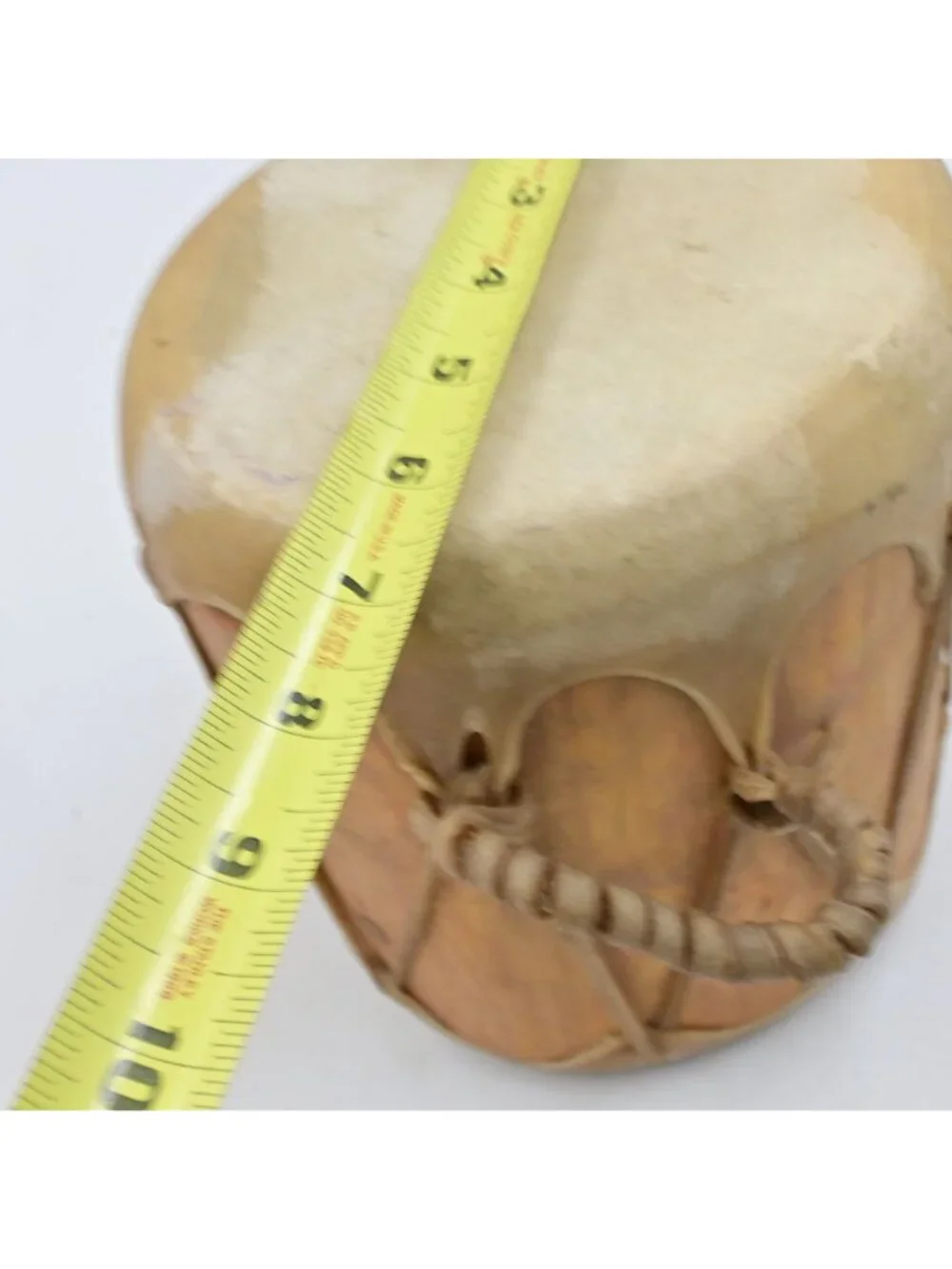 Native American Taos Pueblo Hand Made Rawhide Wood Drum W/ Mallet